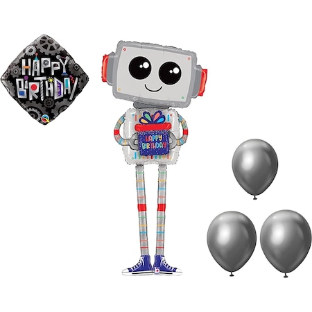 Robot AI Theme Balloon Set, 56in. Birthday Robot Spec Delivery Balloon